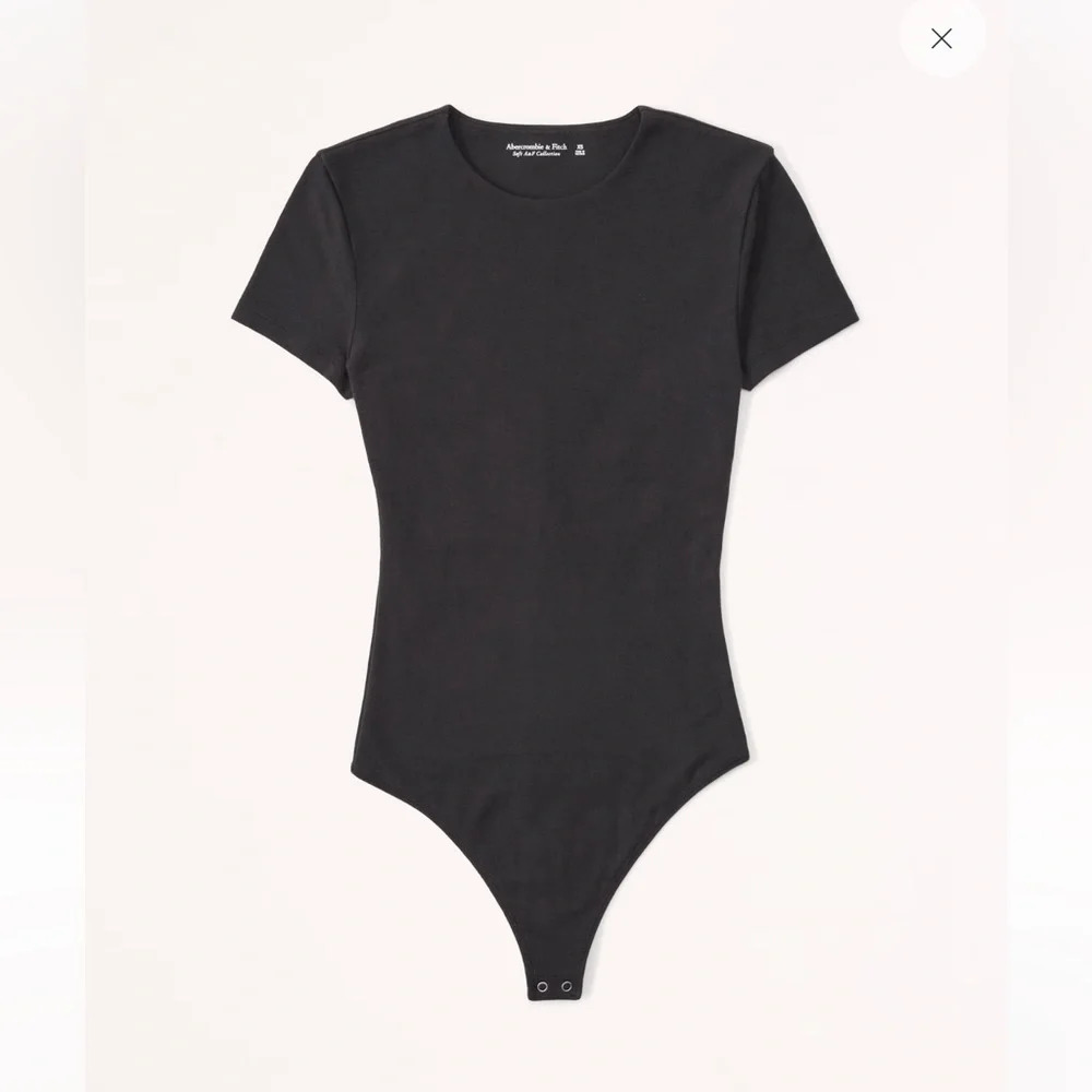 NEW Abercrombie Short-Sleeve Cotton Seamless Fabric Crew Bodysuit - XS | Black